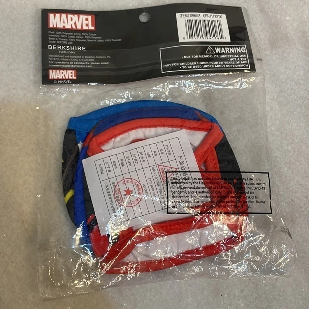 Marvel Spider-Man cloth face mask New kids 4 and up 3pc